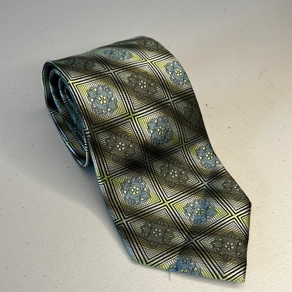 Stacy Adams Grande Knot Classic Green Abstract Neck Tie‎ 100% Silk Hand Made